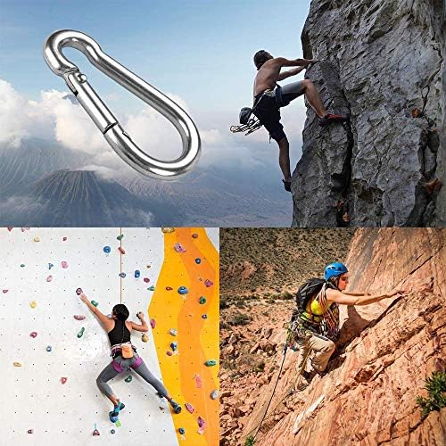 Large Spring Snap Hook Carabiner, 304 Stainless Steel Heavy Duty Carabiners Clip, Stainless Steel Spring Snaps Hooks Carabiners Outdoor