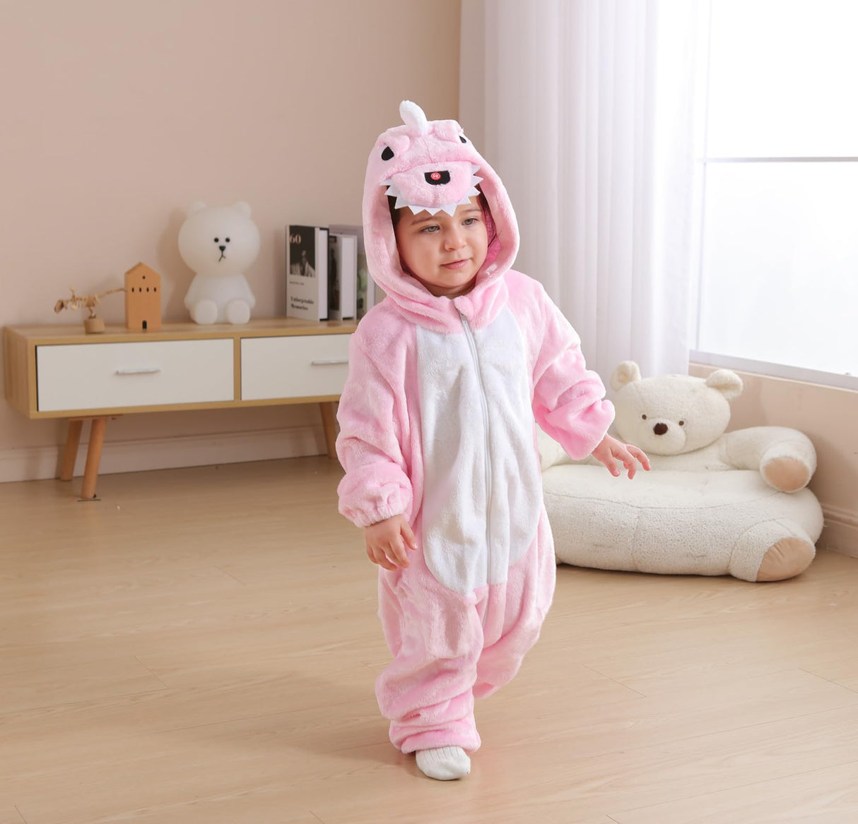 CuteOn Toddler Halloween Costume Onesie Cosplay Romper Christmas Infants Baby Costume Pink Dinosaurs 2-3 Years