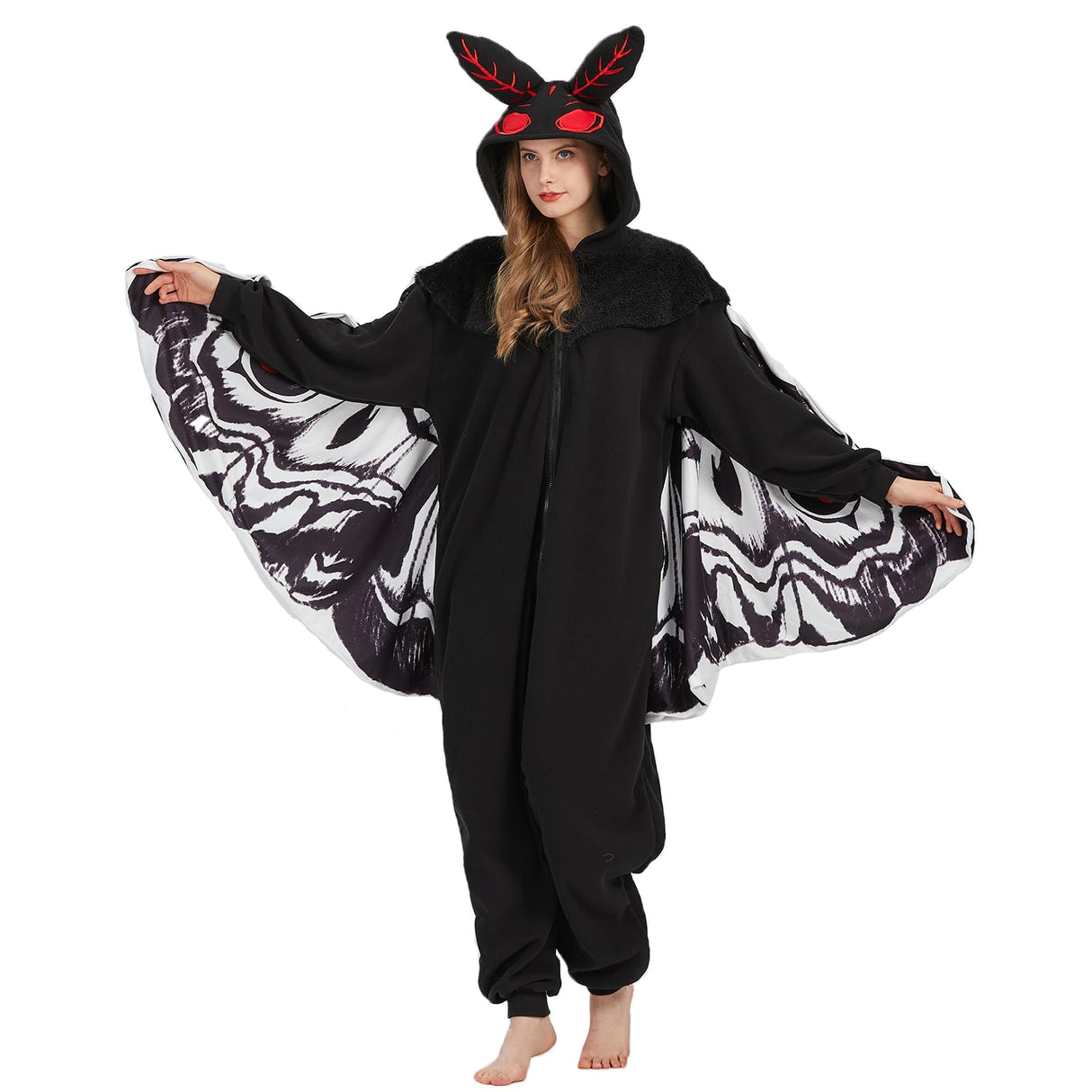 MORNINGFLY Mothman Onesie Pajamas Mothman Costume Adult Halloween Onesie Christmas Cosplay Unisex Party Costume