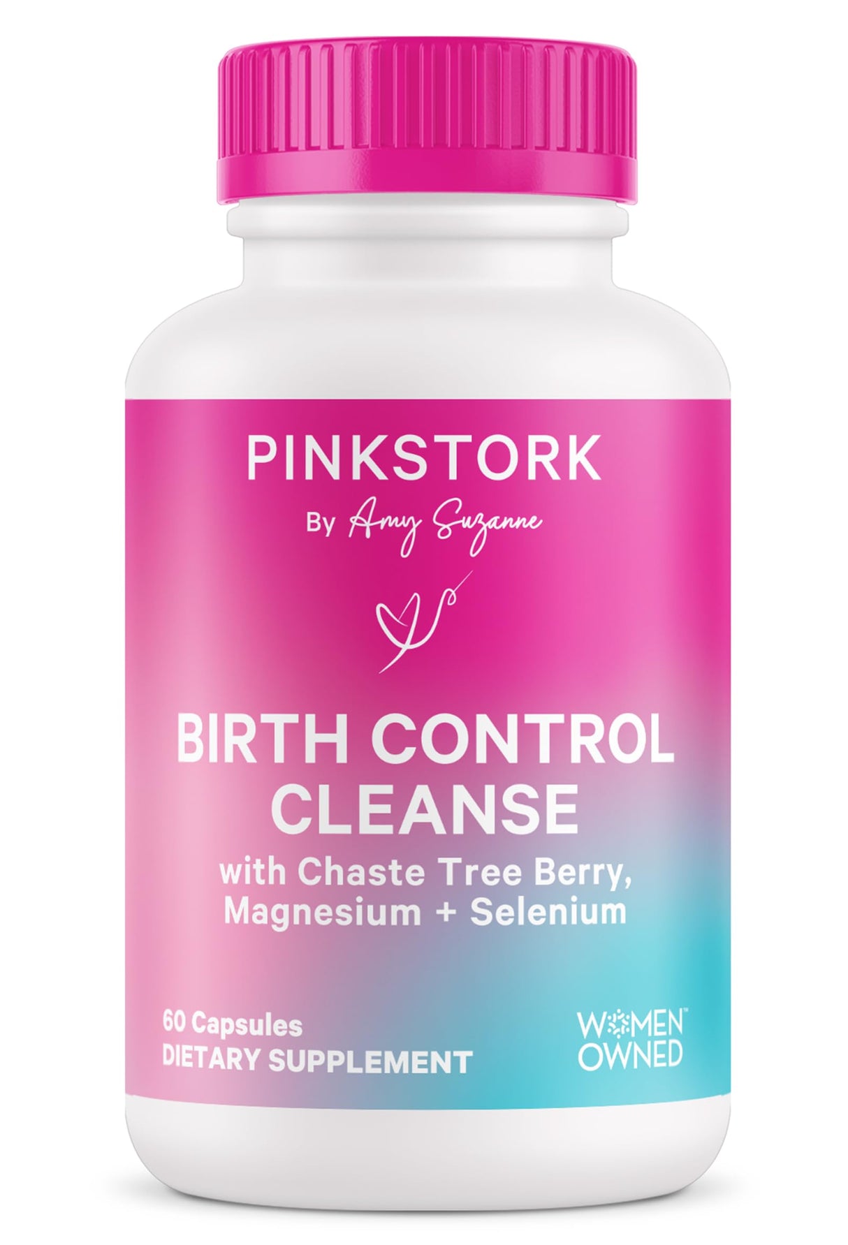 Pink Stork Birth Control Cleanse to Support Hormone Balance, with Chaste Tree Berry (Vitex), Magnesium, and Selenium, Period Support for Conception, Fertility Supplements for Women - 60 Capsules