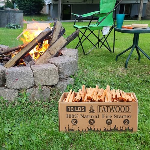10 lbs Fatwood Fire Starter Sticks, 100% Natural Kindling Firewood Firestarter for Stoves, Pine Wood for Fireplaces, Campfires, Bonfires, Grill