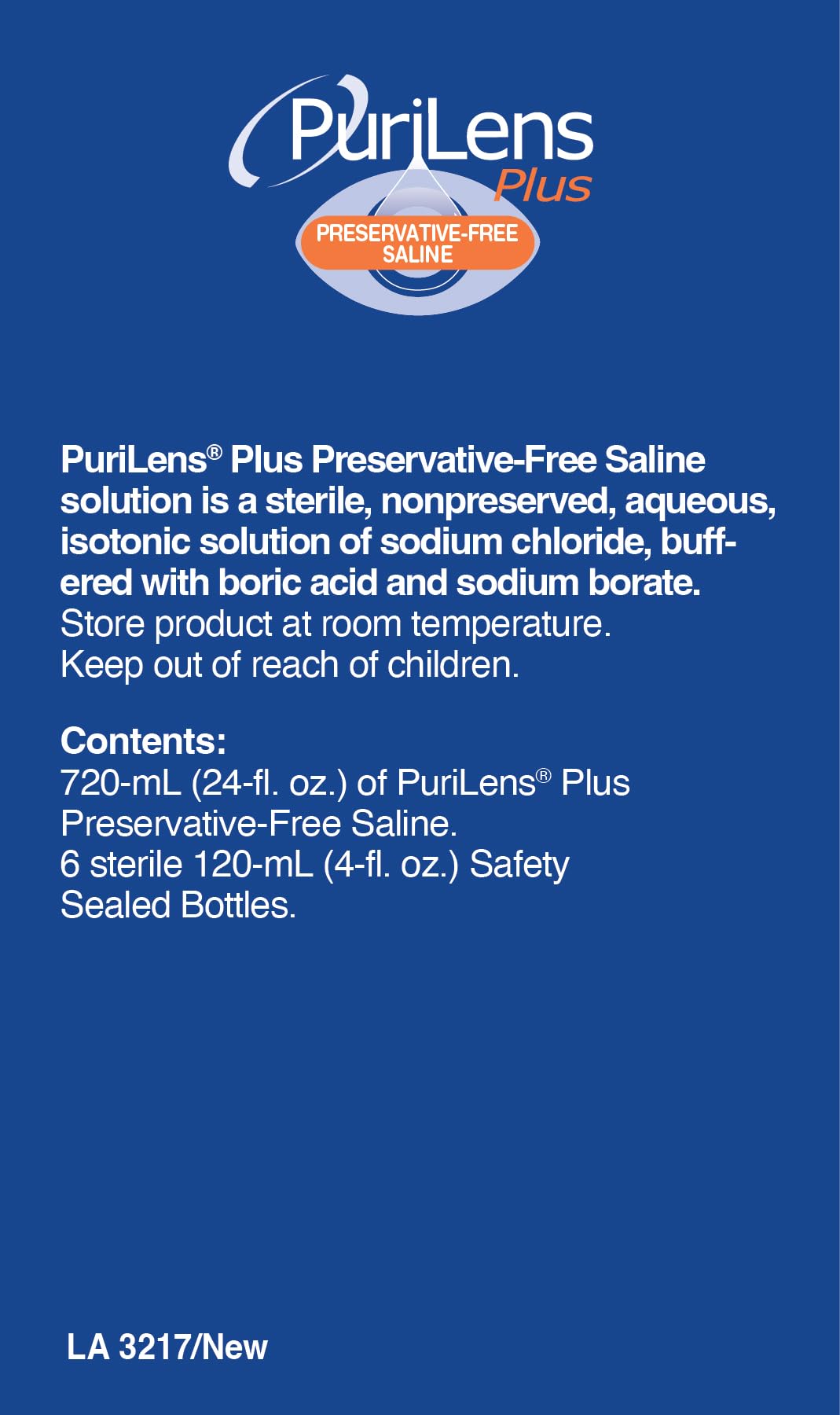 Purilens Plus Preservative-Free Contact Lens Saline 120ml (4 fl. oz.) 6 Pack