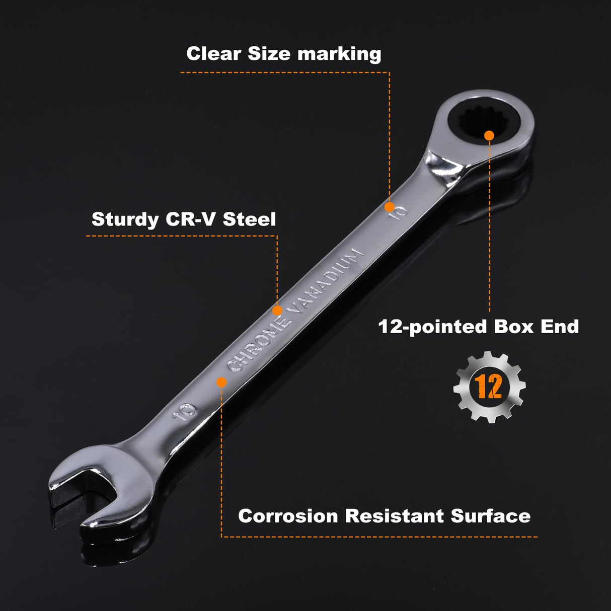 Egofine Ratcheting Wrench Set, 6 mm - 24 mm Metric Wrench Set 18pc, 72 Teeth Combination Wrenches Set, Chrome Vanadium Steel with a Roll Up Storage Bag