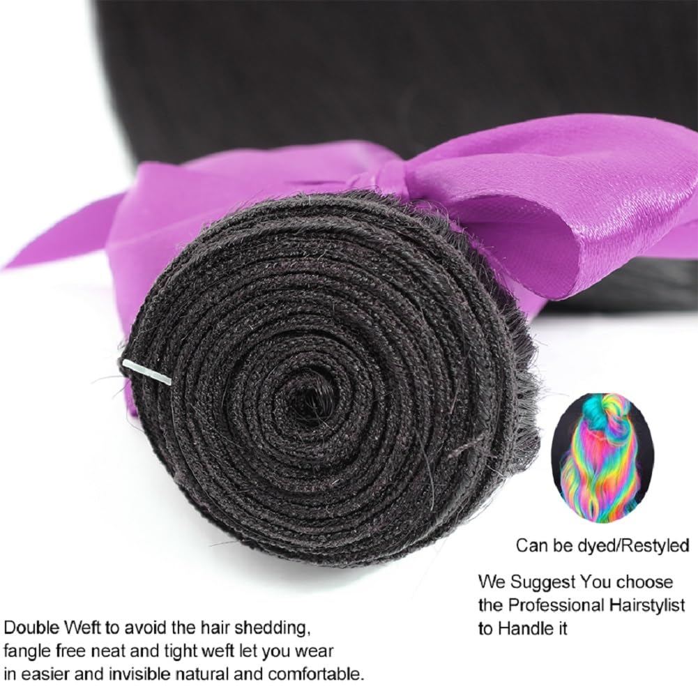 12A Straight Human Hair Bundles 18 20 22 24 Inch 100% Unprocessed Virgin Hair Double Weft Remy Straight Weave Hair 4 Bundles Natural Black Deals