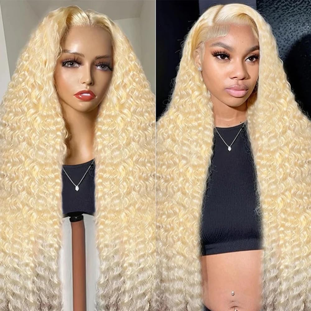 IJFMMEL 30 Inch 613 Lace Front Wig Human Hair Pre Plucked 200% Density 13X6 Deep Wave HD Transparent Blonde Lace Frontal Wig Human Hair For Women