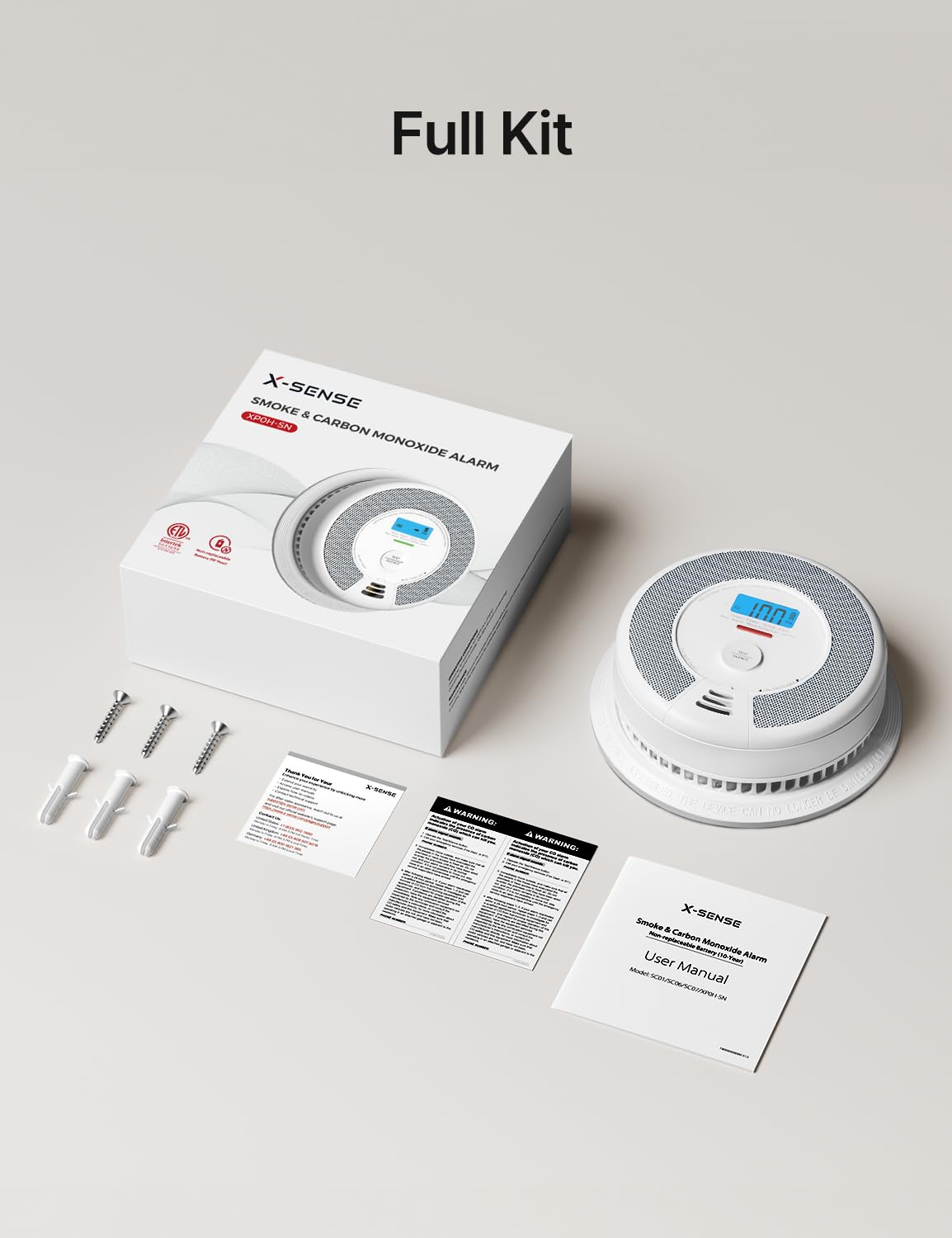 X-Sense Smoke Detector Carbon Monoxide Alarm Combo, XP0H-SN, 1-Pack