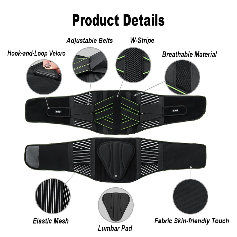 YAHA Back Brace for Lower Back Pain Relief for Women/Men with Lumbar Pad, Back Support Belt with 7 Stays for Heavy Lifting, Sedentariness, Breathable Lumbar Support for Herniated Disc, Sciatica - XXL