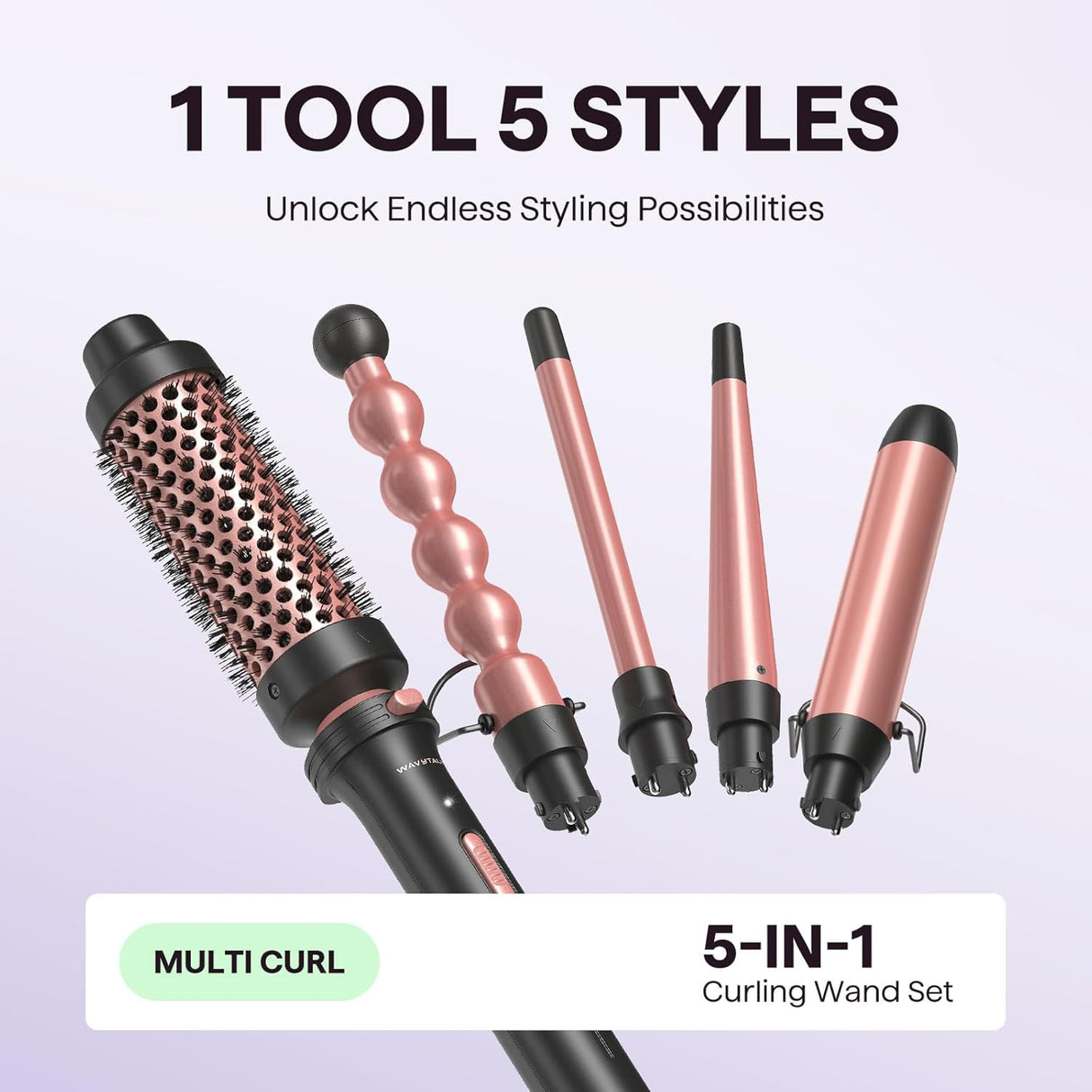 Wavytalk Steamline Pro Steam Straightener Brush and Multi Curl 5 in 1 Curling Wand Set