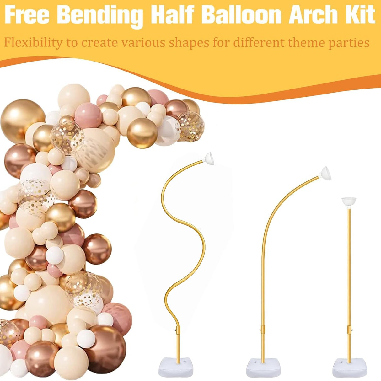Bazen Balloon Arch Stand Kits Gold 8.2FT&5FT Half Arch Backdrop Stand