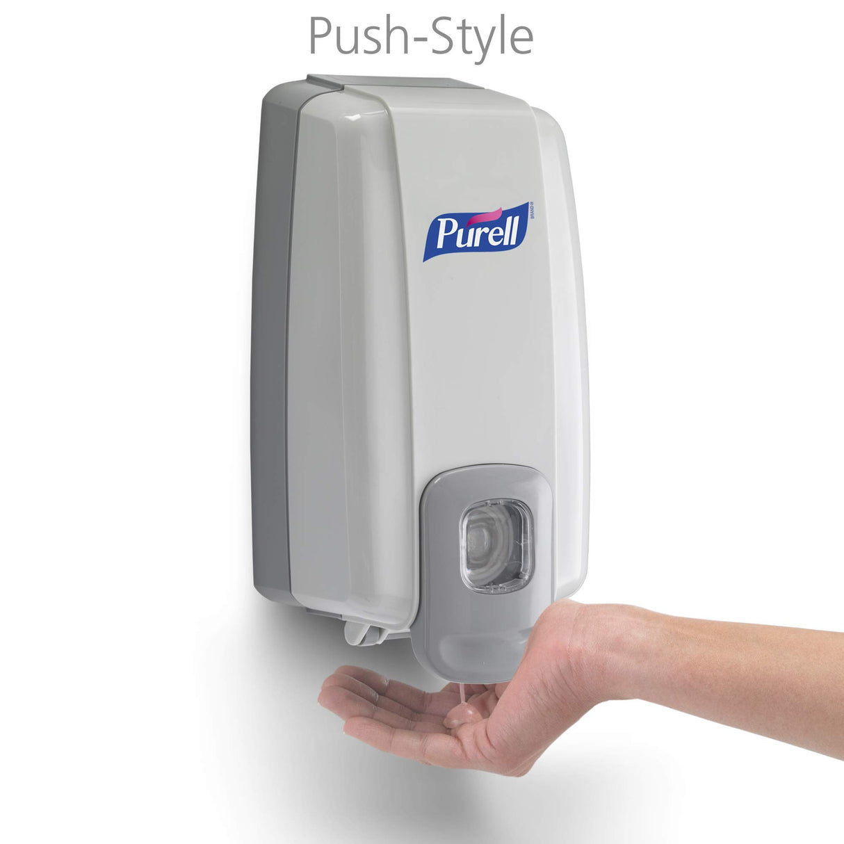 PURELL NXT Push-Style SPACE SAVER Sanitizer Dispenser, Dove Grey, for 1000 mL PURELL NXT Sanitizer Gel Refills (Pack of 1) - 2120-06