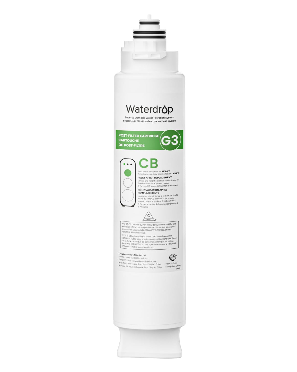 Waterdrop G3-N3CB Filter, Replacement for Waterdrop G3-W & G3P600 & G3P800 Reverse Osmosis System, 12-month Lifetime