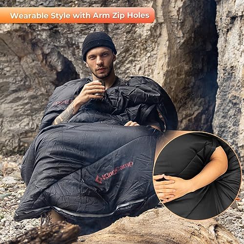 KingCamp Sleeping Bag for Adults, Cold Weather & Warm Extra Wide Big & Tall XL Portable Waterproof Flannel Sleeping Bags, Essentials Gear Accessories for Camping Backpacking Hiking Indoor & Outdoor