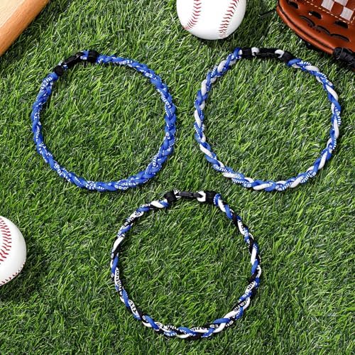 Junkin Baseball Necklaces Three Braided Rope Titanium Necklace for Team Gifts Boys Men Player Softball Fans Sports