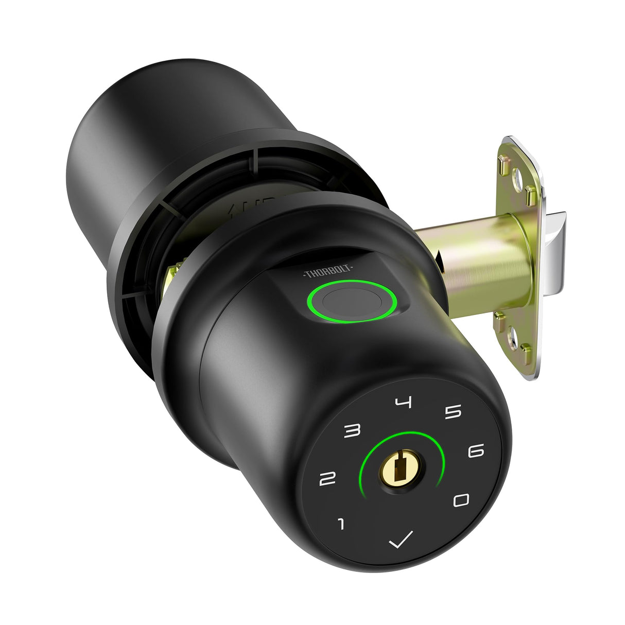 ThorBolt G1 Fingerprint Door Knob Lock with Keypad Biometric Door Knob Auto-Lock 4* AAA Alkaline Batteries Interior Door Lock for Bedroom, Garage, Office, Pantry Door Black