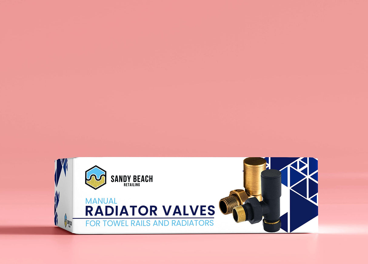 Sandy Beach Gold Angled Radiator Valves - Brass Radiator Valves, Antique Brass Radiator Valves, Radiator Valve Brass - Radiator Valve Gold, Manual Radiator Valves for Towel Rails & Radiators (15mm)