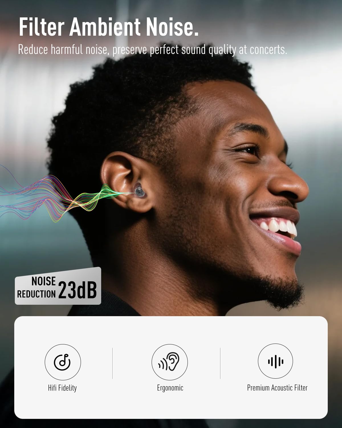 Hearprotek Concert Ear Plugs, 2Pairs Reusable high Fidelity Musician Ear Plugs for Concerts Loud Music-Noise Reduction Ear Protection earplugs for Rave,Festival,Music,Tinnitus Relief