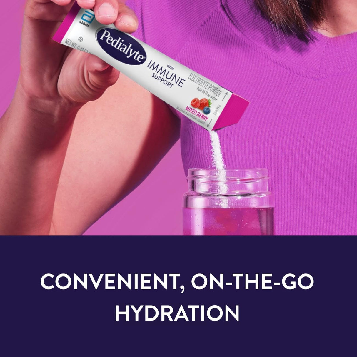 Pedialyte with Immune Support, Electrolyte Drink Powder with Vitamin C and Zinc, Advanced Hydration, Variety Pack: Fruit Punch and Mixed Berry, 24 Powder Packets