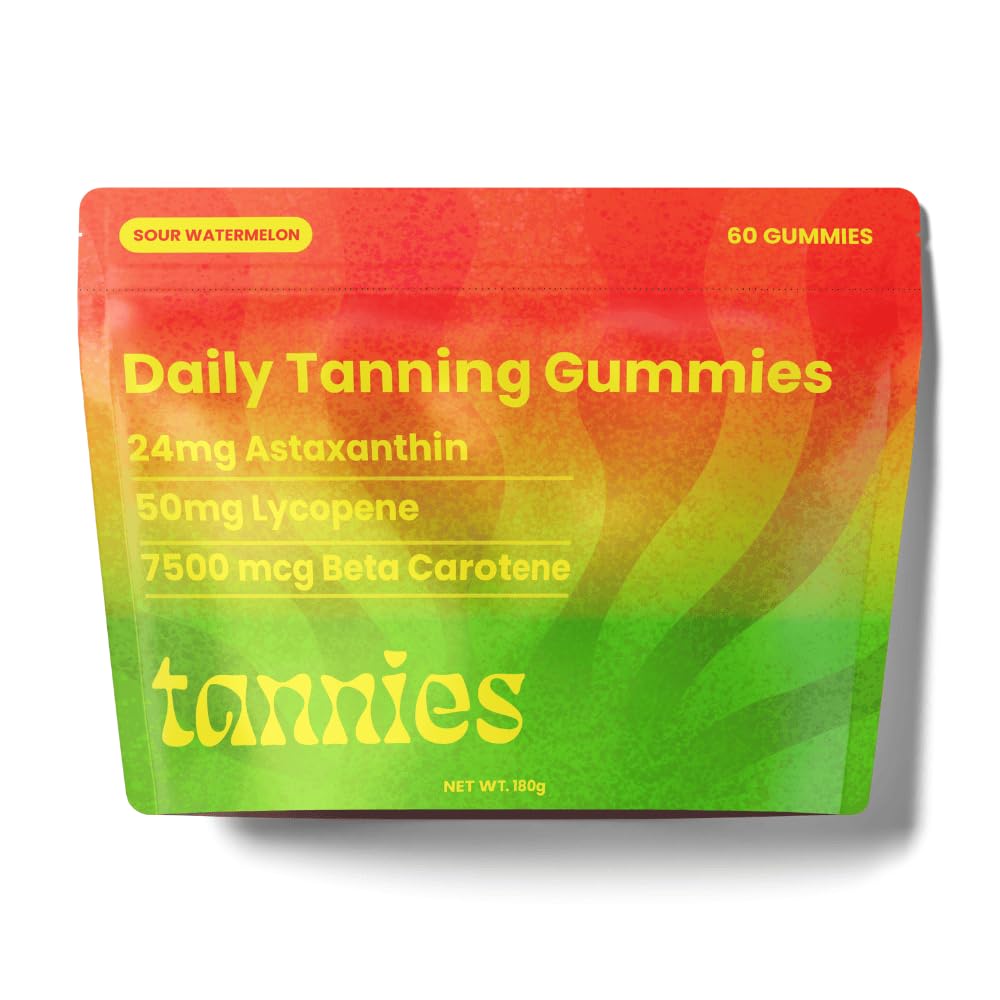 Tannies Tanning Gummies | Natural Tanning Supplement with Astaxanthin, Lycopene & Beta Carotene | Vegan, Non-GMO | Boost Melanin for Radiant Skin | 30-Day Supply for Skin Health & Glow