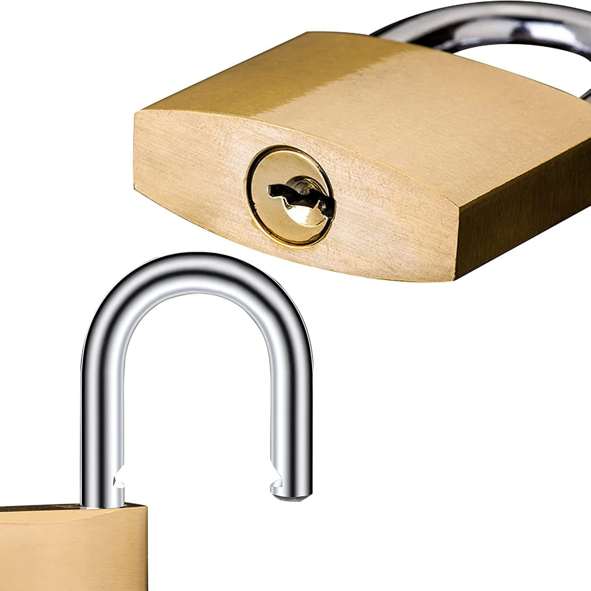 XFJSAK 8 Pcs Small Keyed Padlocks, 32mm, Gold, Compact, D Shape, Hardened Alloy, Securing Luggage, Gym Lockers