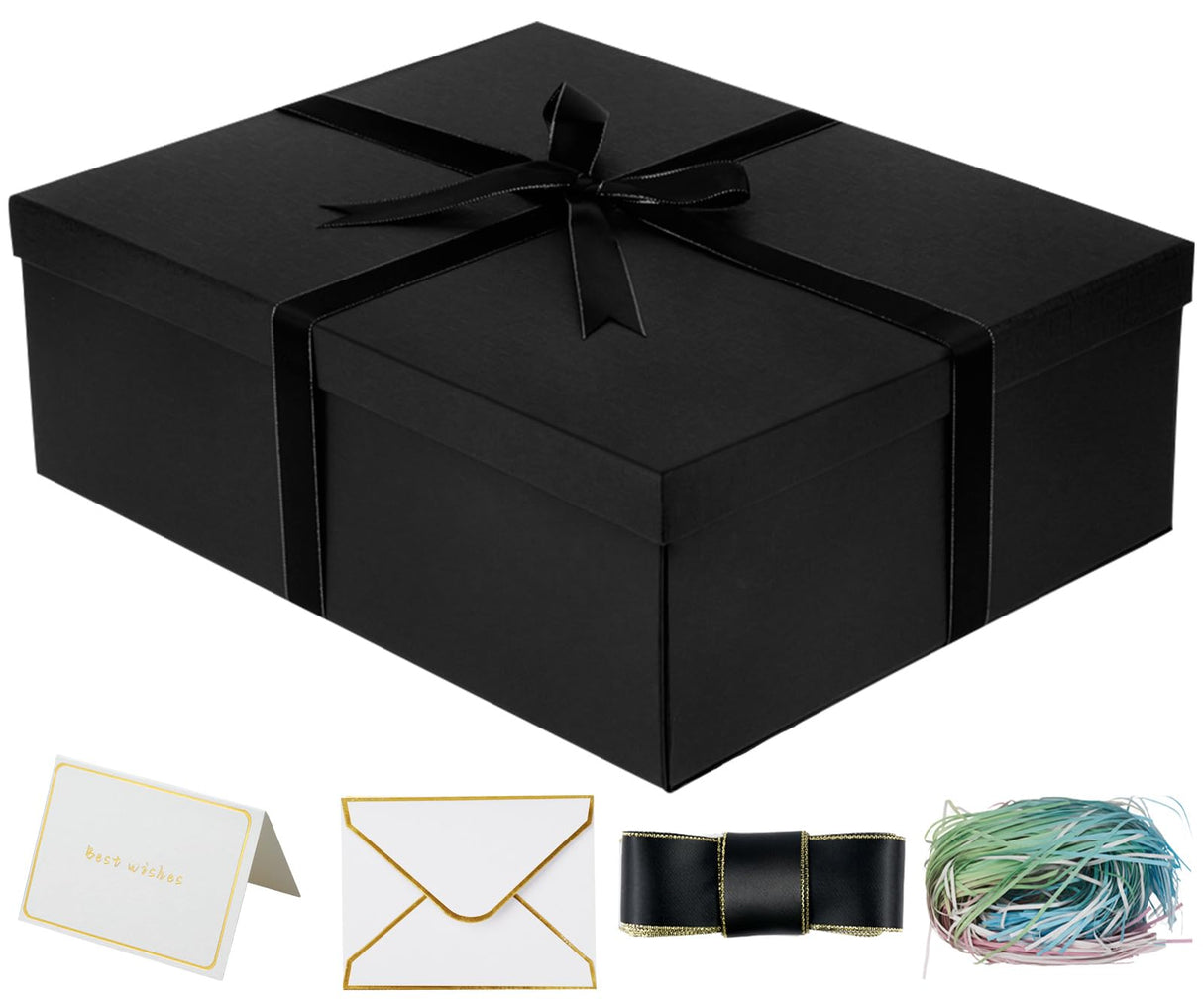 YINUOYOUJIA Large Gift Box 16.5x13x5.5 inches,Black Boxes for Presents,Birthday,Valentine's Day,Mother's Day,Christmas,Anniversary