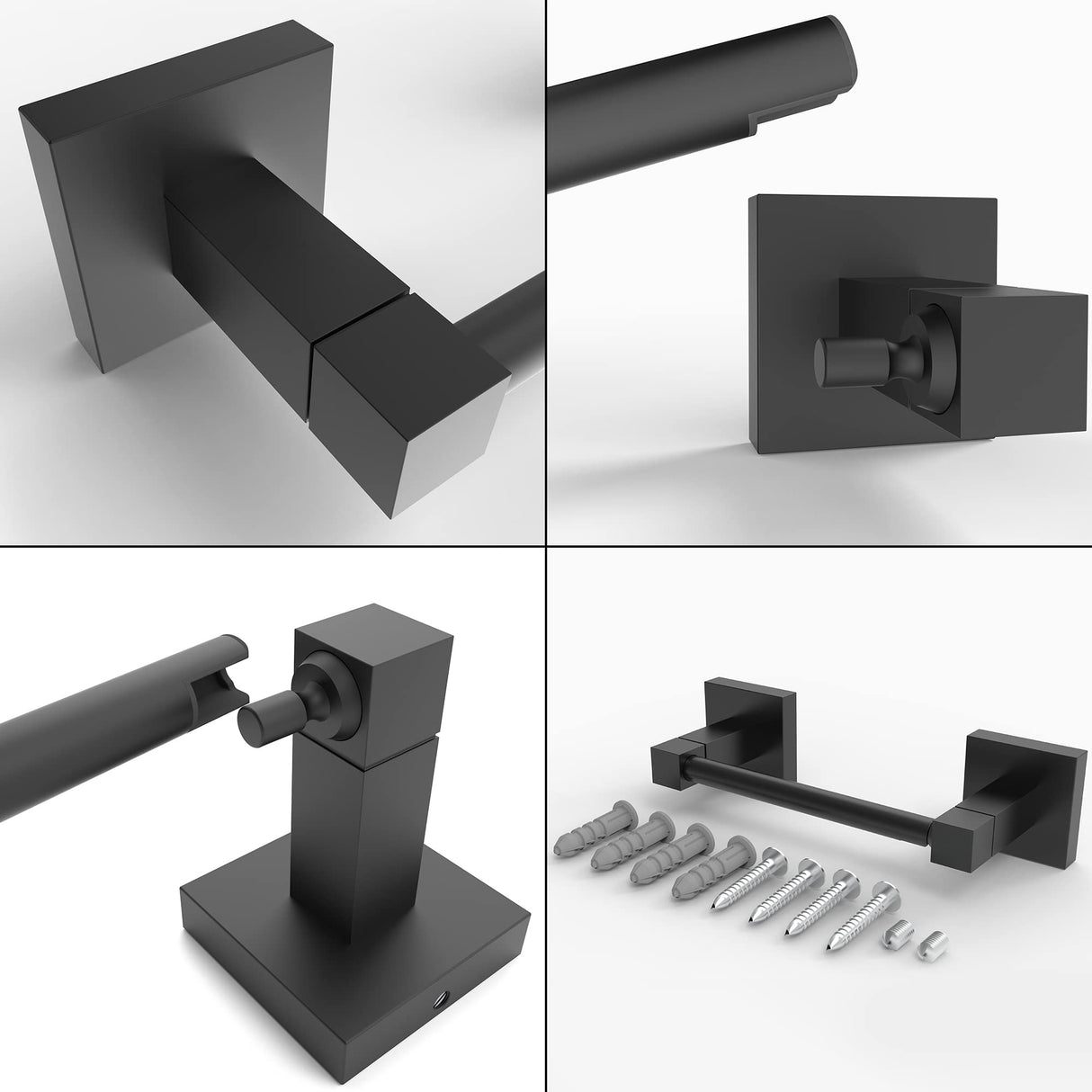 Ruacq Toilet Paper Holder Matte Black Double Post Pivoting Square Tissue Holders Roll Holder Hangers Toilet Paper Modern Wall Mounted, Commercial Bathroom Toilet Paper Roll Holder
