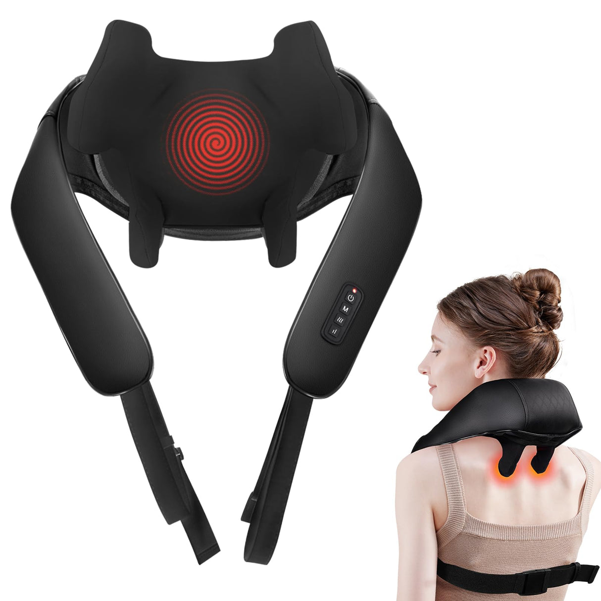 Cordless Neck Massager with Heat - Shiatsu Neck and Back Massager for Pain Relief Deep Tissue, Rechargeable 6D Kneading Leg Shoulder Massage Gifts for Women Men Mom Dad Birthday Mothers Fathers Day