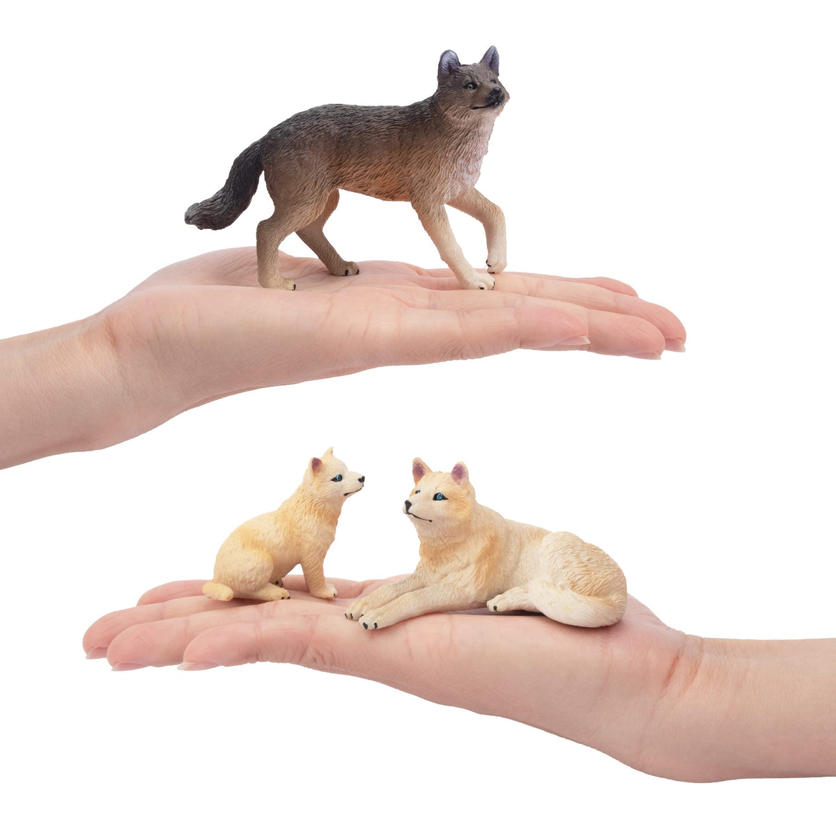 Toymany 8PCS Wolf Figures Forest Animals Toy Figurines - Realistic Jungle Zoo Animal Figurines,Educational Toy Cake Toppers Christmas Birthday Gift for Kids Boys Girls