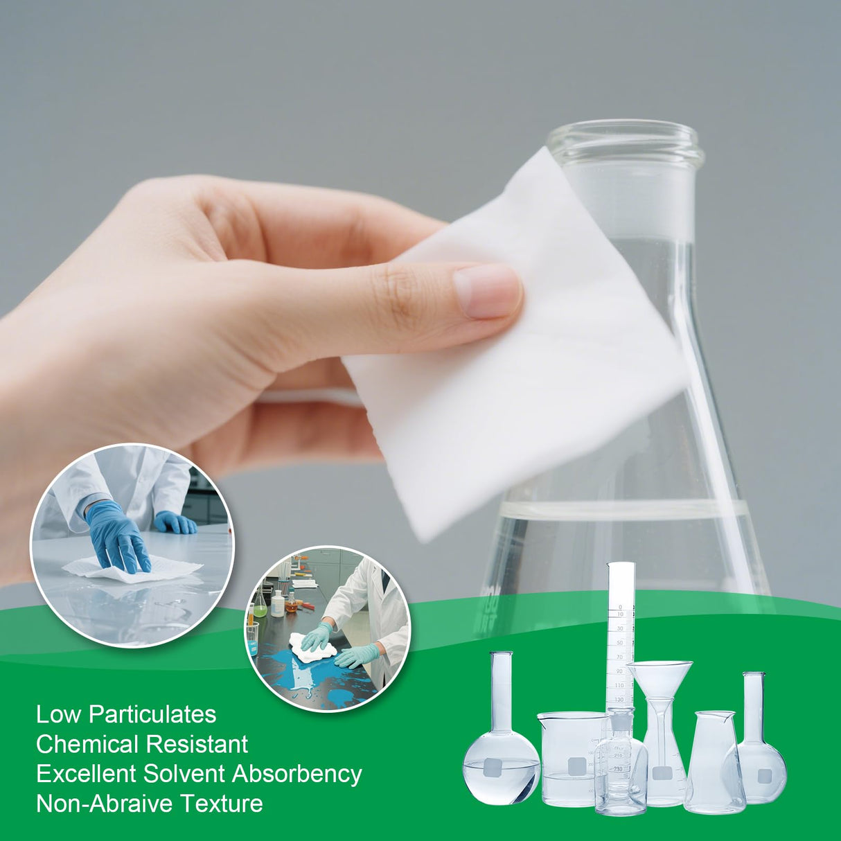 Cleanroom Wipes 9"x9" (300 Pcs, Cellulose/Polyester Blend, Grade B, 56GSM) Lint Free Wipes for Laboratory, Electronics, Pharmaceutical,Printing,Automotives and Semiconductor Industries