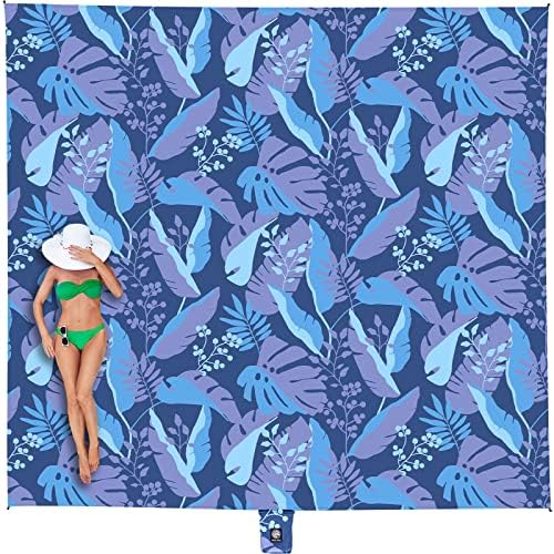 WEKAPO Beach Blanket Waterproof Sandproof Oversized, Extra Large Beach Mat Sand Free, Lightweight & Compact Sand Free Mat with 6 Stakes & 4 Corner Pockets