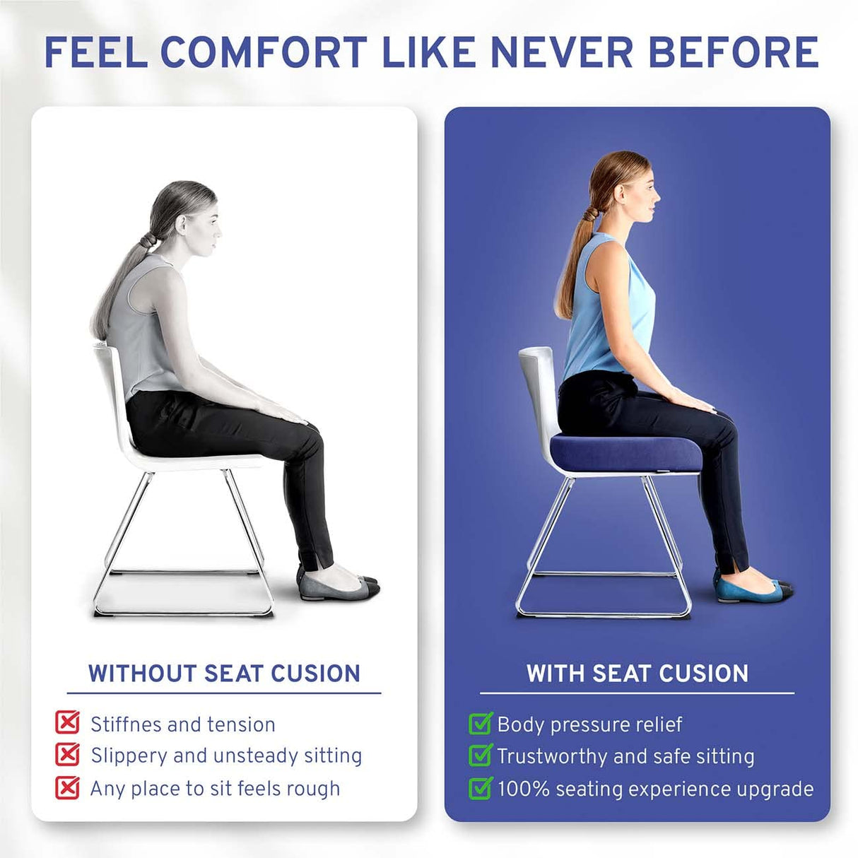 ComfySure Extra Large Wheelchair Seat Cushion - Firm Memory Foam Chair Pad for Wheelchair, Recliner, Office, Car & Bariatric Overweight Users 19”x17”x3”