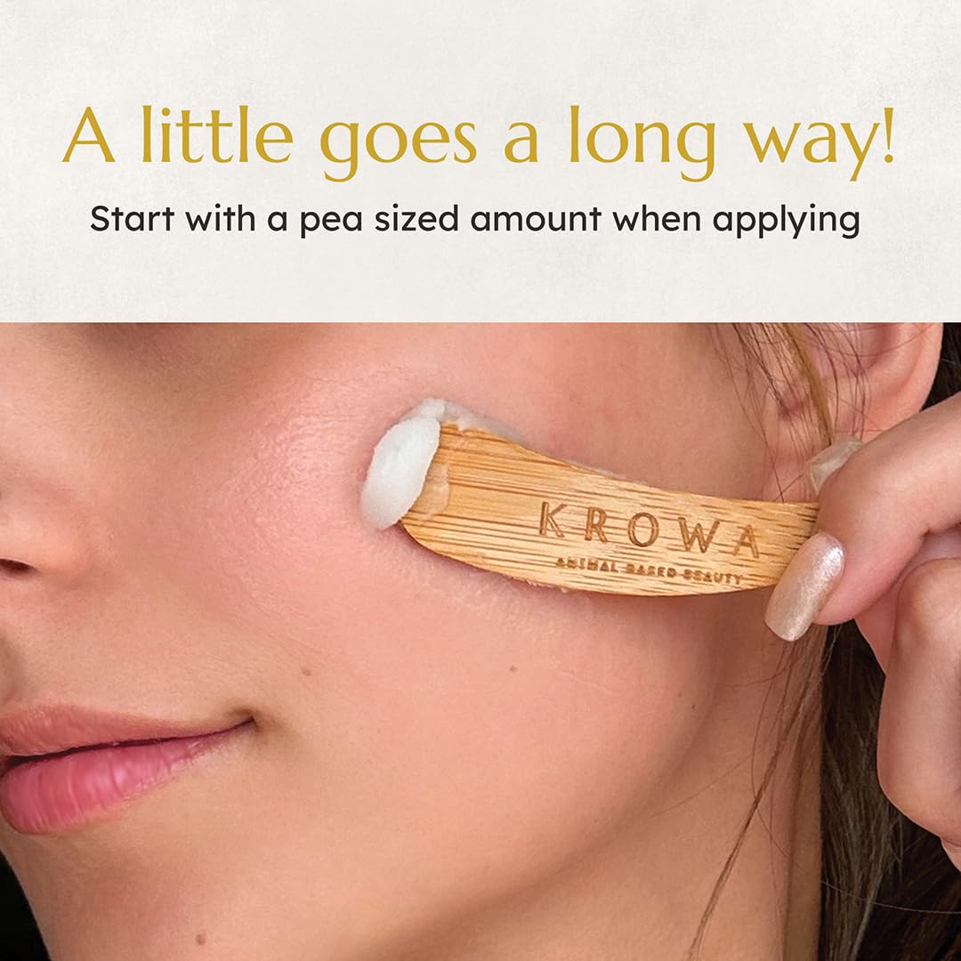 Krowa Morning Face Balm - Clean Grass Fed Tallow Balm w/Essential Oils + Collagen Peptides - Nourishing, Soothing, Hydrating and Adds Vitality to Skin. Deeply Renews. No Phthalates or Preservatives.