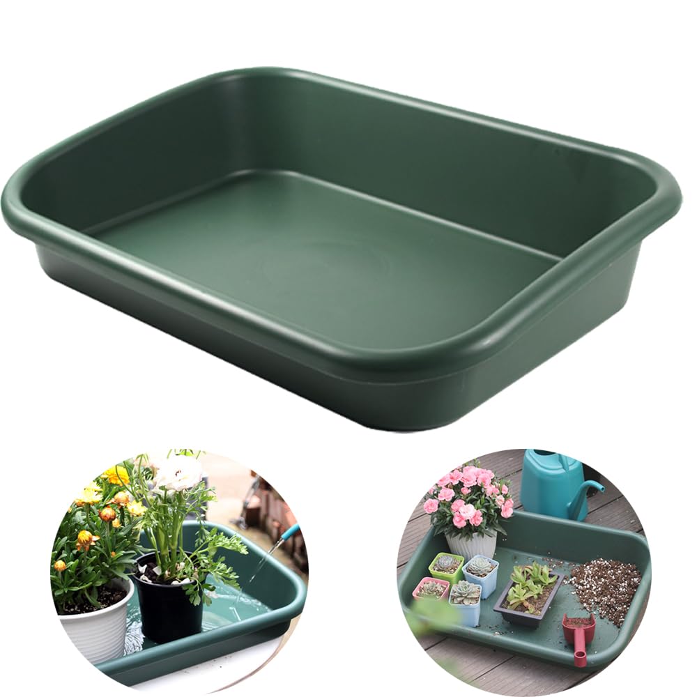 Defemim Garden Tidy Tray, Multifunctional One Piece Potting Tray for Seeding, Mixing, Growing and Pot Storage, Succulent and Cactus Soil Potting Mix Tray 23"x16.4"x4.3",Green