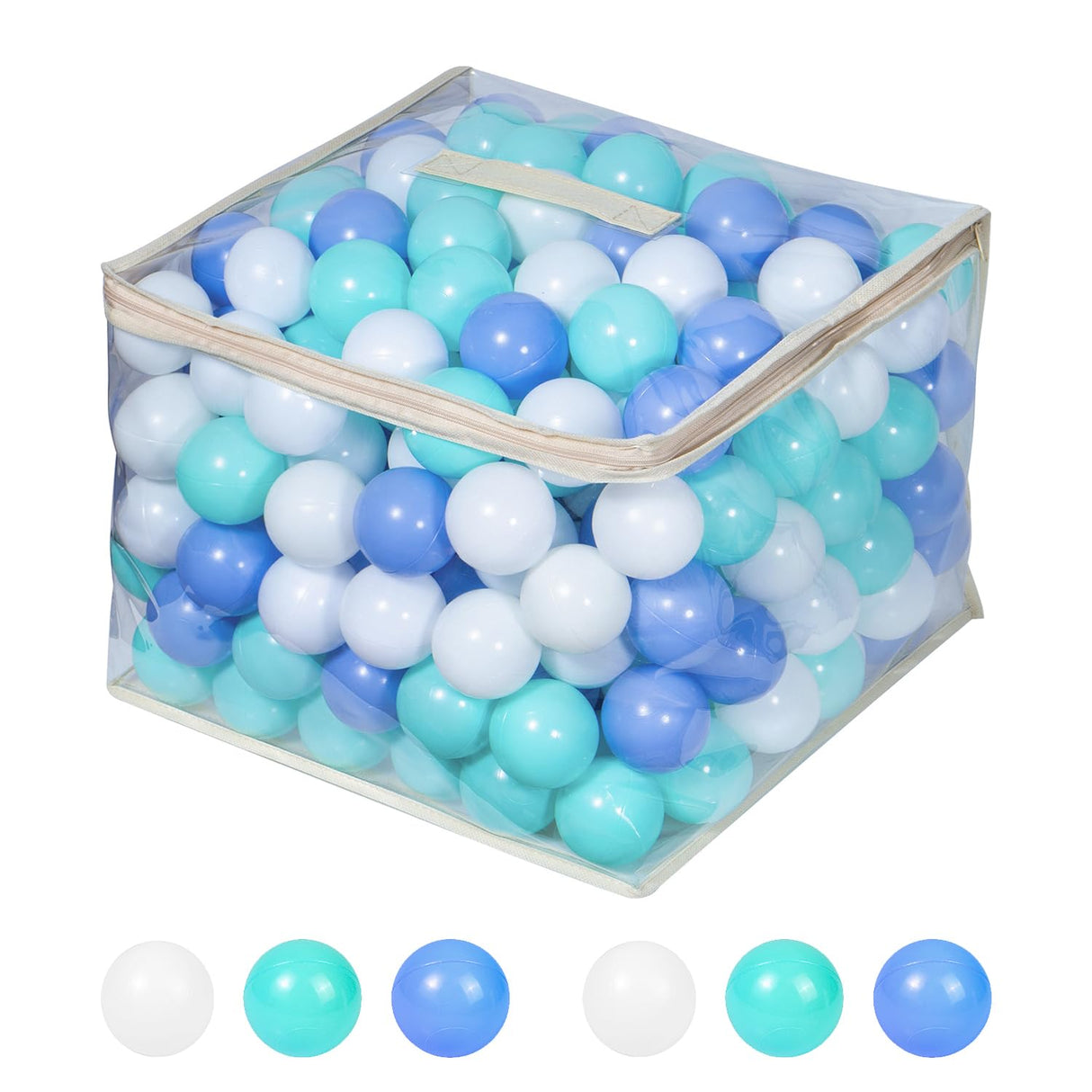 MoonxHome Ball Pit Balls for Toddlers, BPA Free Crush Proof Plastic Toy Balls for Ball Pit, Children's Pool Water Toys, Ideal Gift for Christmas Balls for Play Tent 2.15" Pack of 100 White&Green&Blue