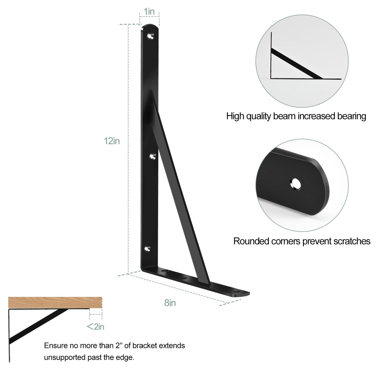 12 Pack L12 x H 8" Black Heavy Duty Shelf Brackets with Screws Metal Shelf Brackets Shelf Support Angle Brackets for Shelves L Brackets Heavy Duty Floating Shelf DIY