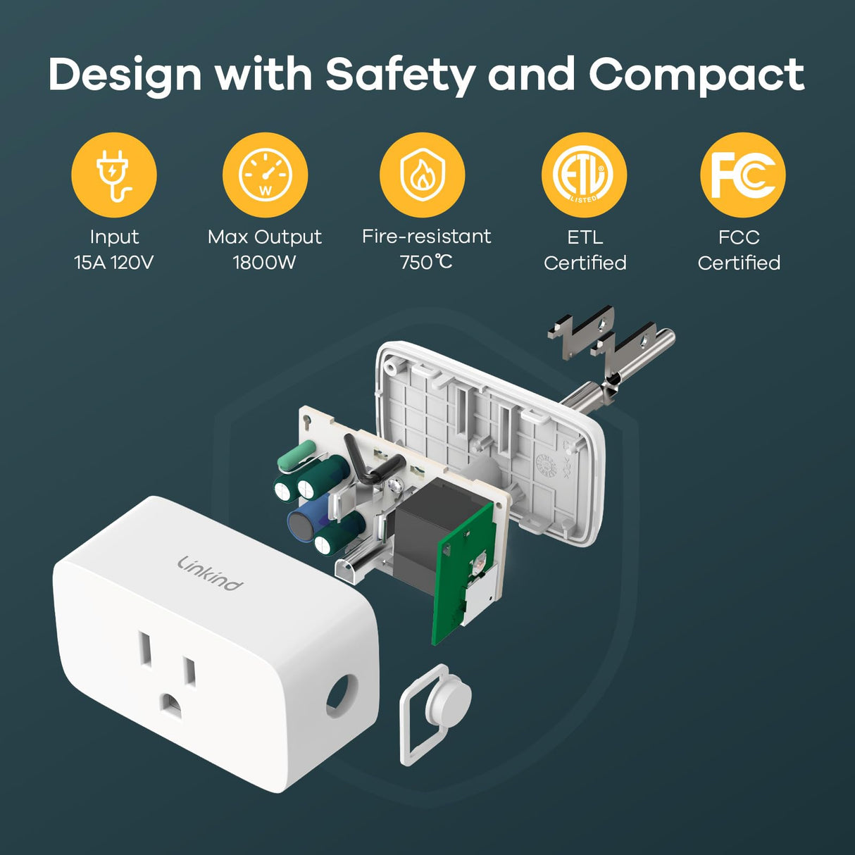 Linkind Matter Smart Plug, Work with Apple Home, Siri, Alexa, Google, SmartThings, Smart Home Smart Outlet Timer 15A/1800W, APP Remote Control & Schedule, 2.4G Wi-Fi Only, 4 Pack