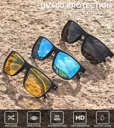 KALIYADI Polarized Sunglasses for Men, Lightweight Sun Glasses with UV Protection for Driving Fishing Golf