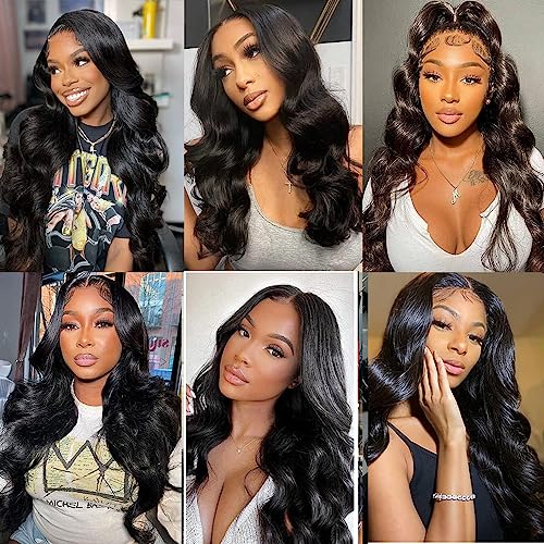 Body Wave Bundles with Closure Human Hair (16 18 20 +14) Brazilian Human Hair 3 Bundle with 4x4 HD Lace Closure Free Part 10A Grade 100% Unprocessed Virgin Hair Body Wave Bundles Natural Color