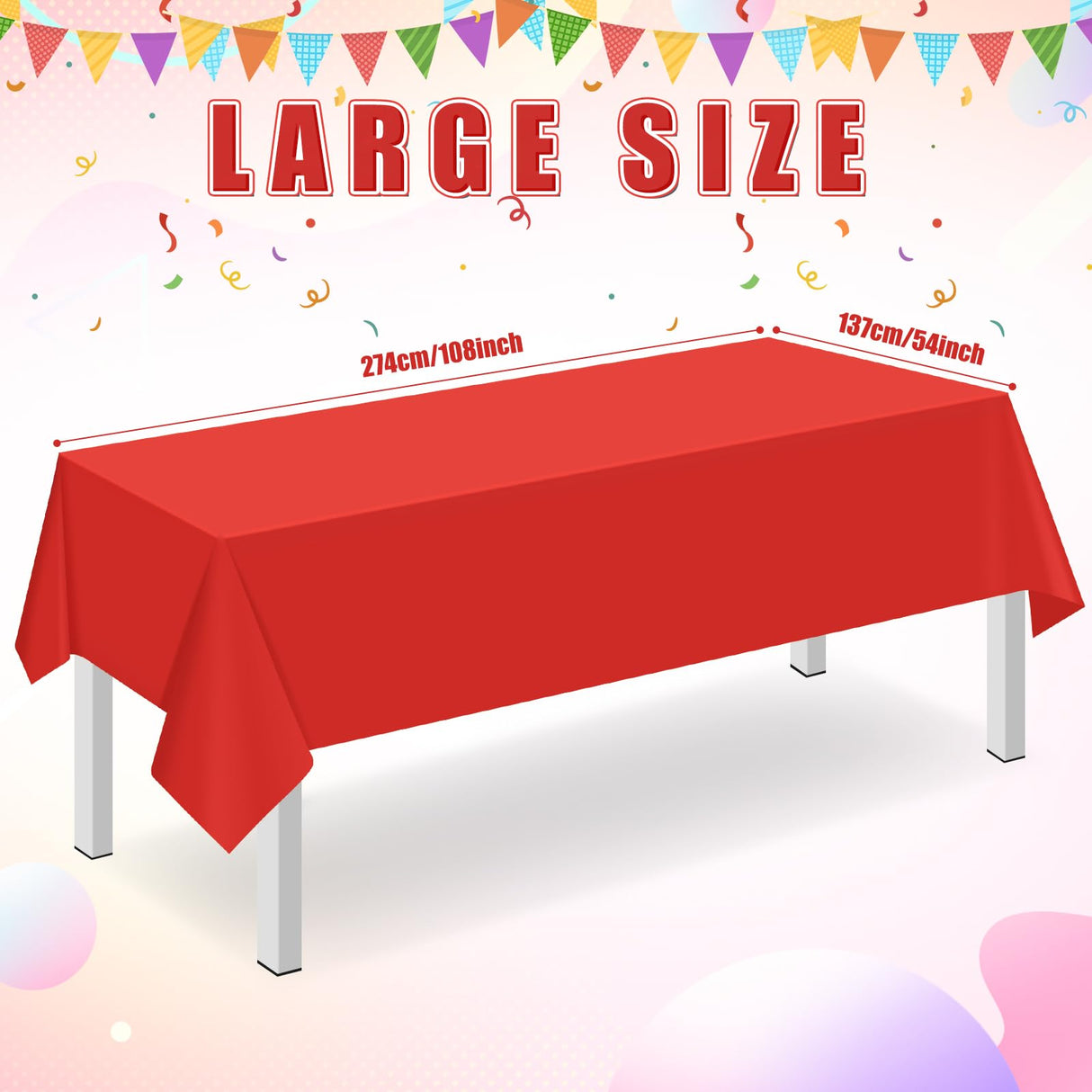 16 Pack Red Plastic Tablecloth for Rectangle Tables, Premium Decorative Red Disposable Table Cloths for Parties, Rectangle Party Table Cover for Birthday, Wedding, Christmas, Anniversary, 54 x 108Inch
