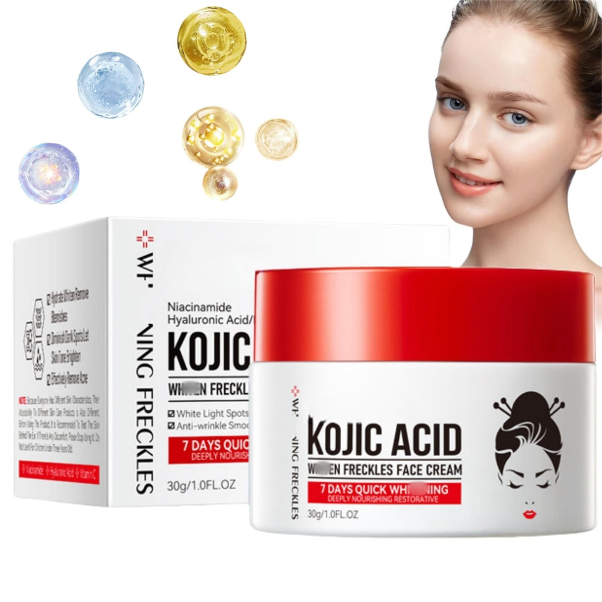 Kojic Acid Cream,Dark Sp-ot Remo-ver for Face,Skin Lightening Cream for Anti Aging,Dark Sp-ot Correcting Glow Serum,Face Moisturizer for Women,Pigmentation Remo-val Cream,Freckle Remo-val Cream