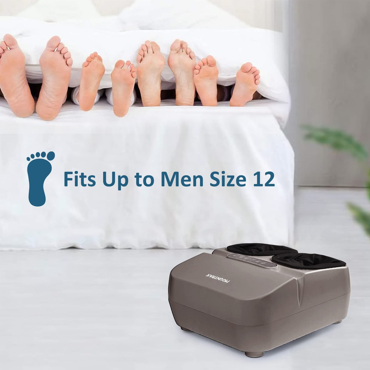 MOUNTRAX Foot Massager Machine with Heat, Gifts for Women Men, Shiatsu Foot Massager with Remote Control, Deep Kneading and Soothing Heat, Fits Feet Up to Men Size 12 (Gray)