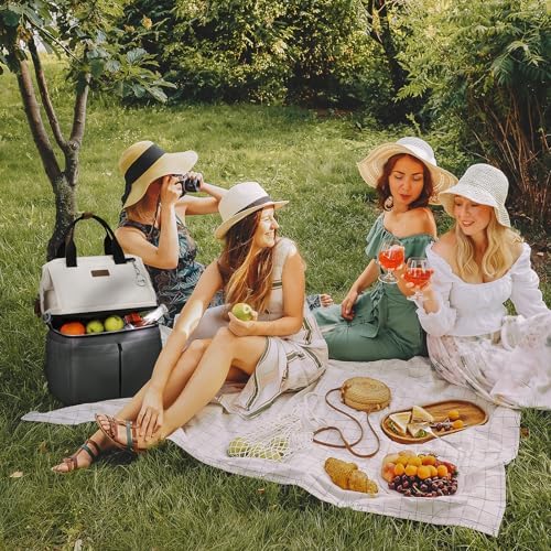 Maelstrom Cooler Backpack, 36 Cans Insulated Backpack Cooler, Soft Leakproof Double Deck Cooler Bag, Lightweight Lunch Backpack for Men & Women,Perfect for Beach Travel, Camping & Work-Beige gray