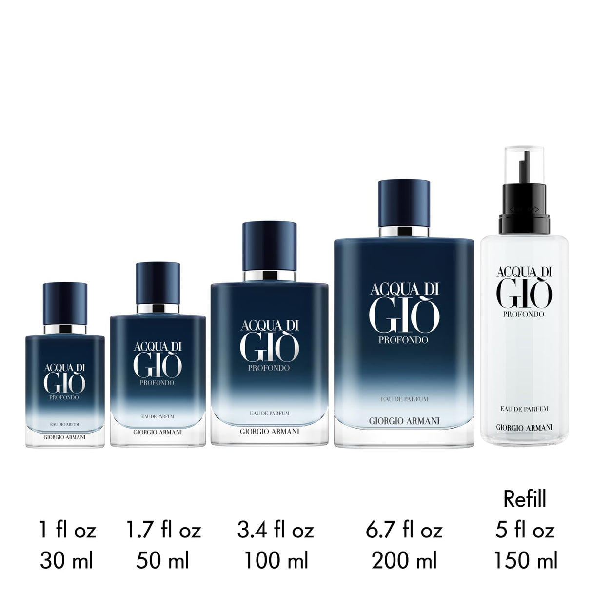 Armani Beauty - Acqua di Giò Profondo - Eau de Parfum - Cologne for Men - Fresh & Aromatic Men’s Fragrance - Mandarin, Lavender, Cedarwood Notes - 3.3 Fl Oz
