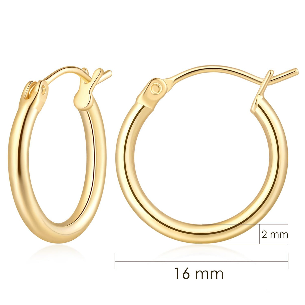 Hoop Earrings, Huggie Hoop Earrings for Women, Hypoallergenic Lightweight Small Hoop Earring for Womens 14mm/16mm/18mm (16mm)