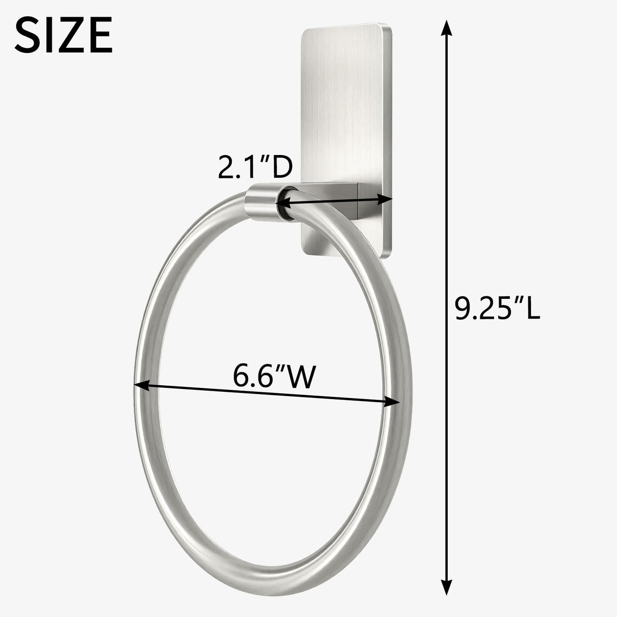 STWWO Brushed Nickel Towel Ring, Hand Towel Holder for Bathroom, Self Adhesive Hand Towel Rings for Bath, Kitchen, RV, No Drill Hole