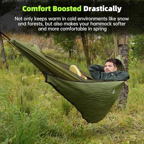 Hammock Underquilt for Camping Hammock, Full Length Camping Quilt for Lightweight Soft Warm 3-4 Seasons 41-68°F, Great for Hiking Backpacking Traveling Beach (Hold Up to 500lbs)