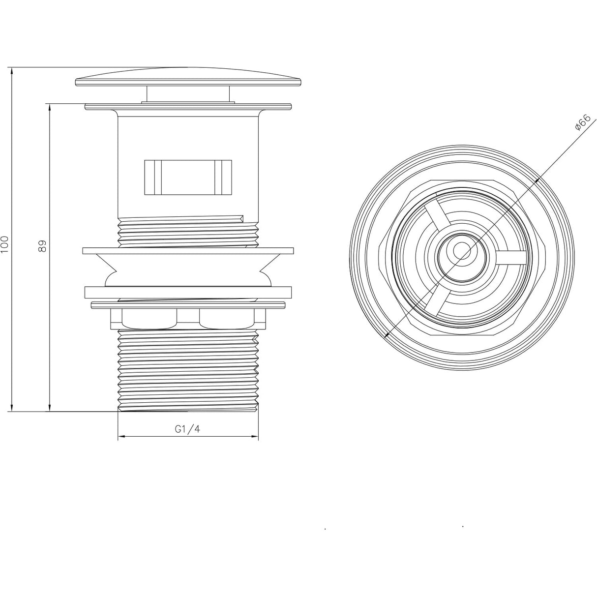 Go Bathrooms Bronze Basin Waste Unslotted Sink Plug Click Clack Mechanism Pop Up Push Down Design Bathroom Sink Plug for Basins No Overflow Solid Brass Satin Bronze