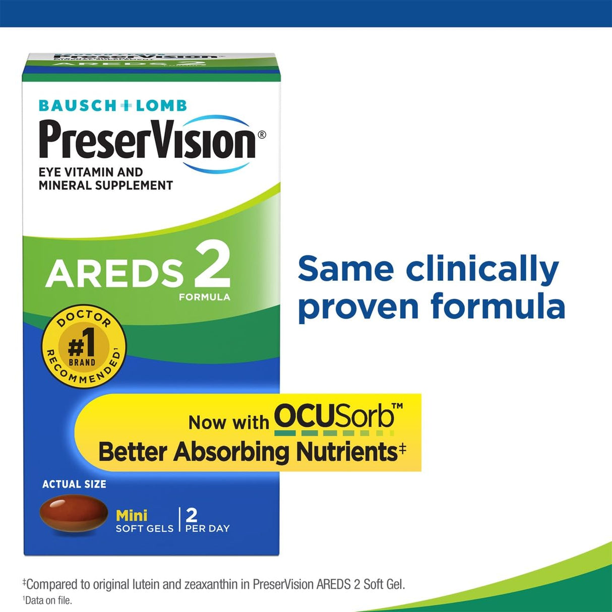 PreserVision AREDS 2 Eye Vitamins, #1 Eye Doctor Recommended Brand, Lutein and Zeaxanthin Supplement with Vitamin C, Vitamin E,Zinc, and Copper, 130 Softgels (Minigels)
