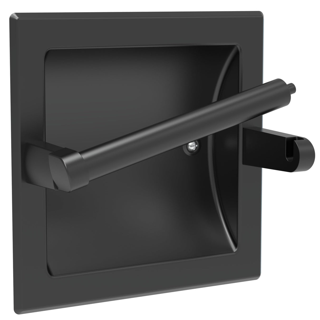 WZKALY Matte Black Recessed Toilet Paper Holder for Large Rolls, Pivoting Black Toilet Paper Holder Wall Mount Stainless Steel, in Wall Toilet Paper Holders Black, Bathroom Toilet Paper Wall Holder