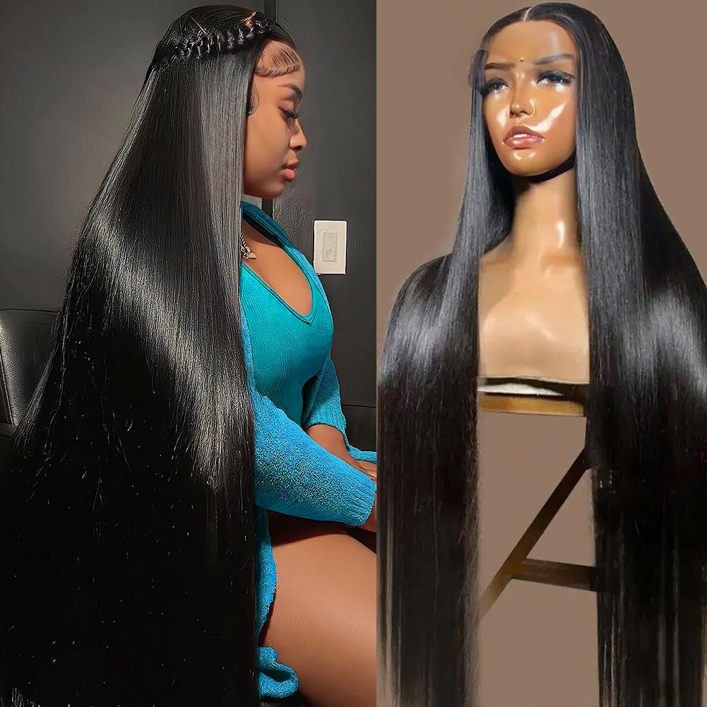CRCCRC 30 Inch 13x6 Lace Front Wigs Human Hair Pre Plucked 200 Density Straight Glueless Wig HD Transparent Human Hair Lace Front Wigs with Baby Hair Lace Front Wigs for Black Women