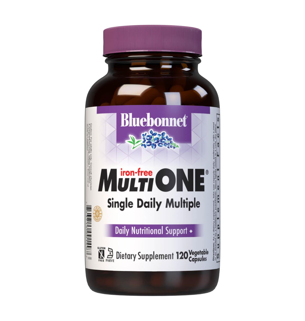 Bluebonnet Nutrition Multi One (Iron Free) Vegetable Capsules, Complete Full Spectrum Multiple, B Vitamins, General Health, Gluten Free, Milk Free, Kosher, 120 Count